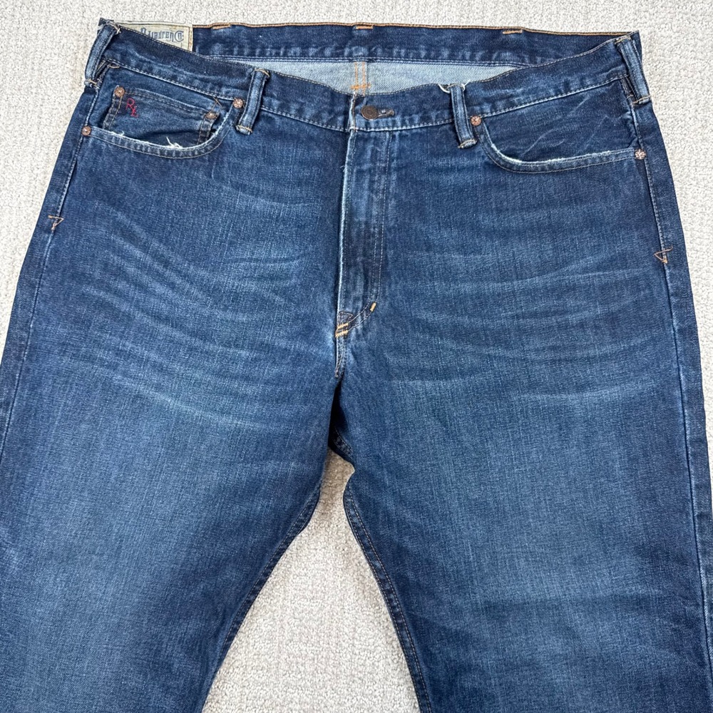 Polo Ralph Lauren Men 40x30 867 Classic Straight Leg Distressed Denim Blue Jeans